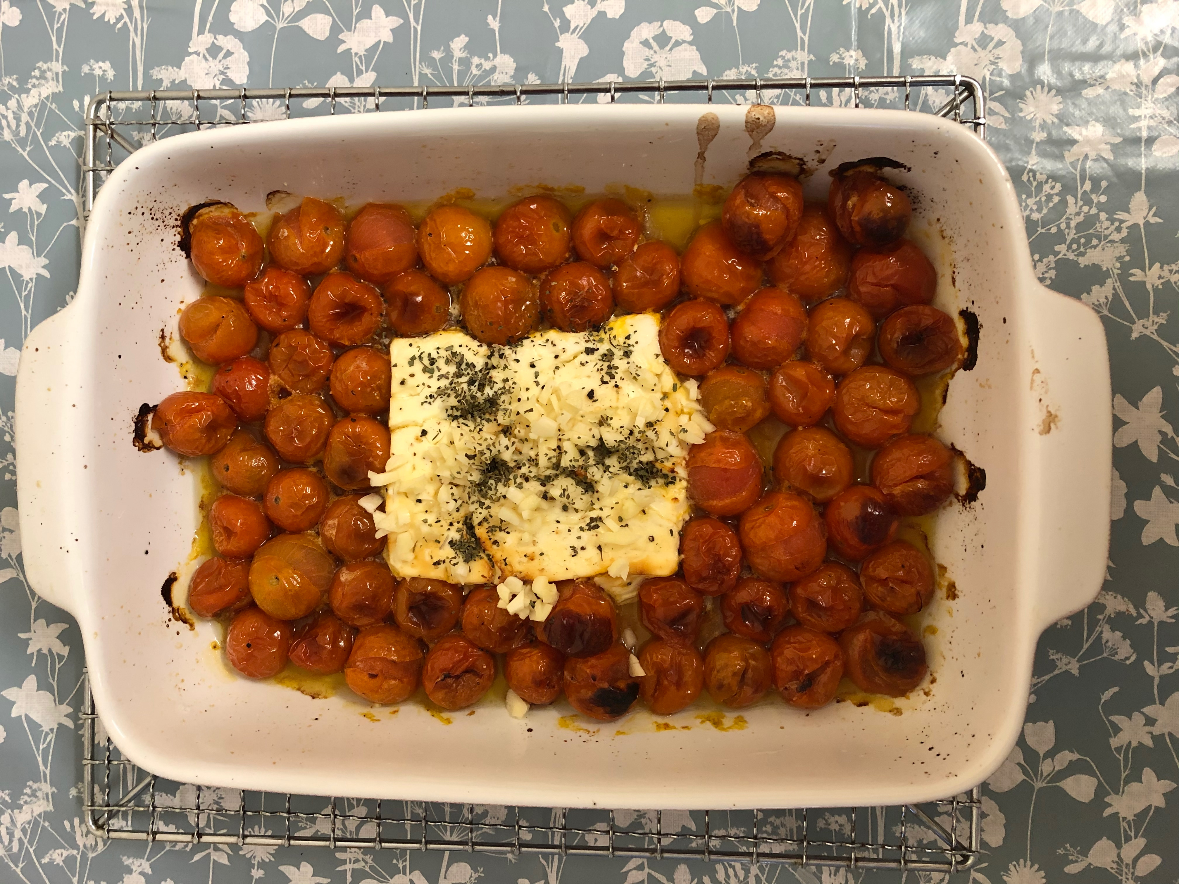 Feta and Tomato Spirali in baking tray