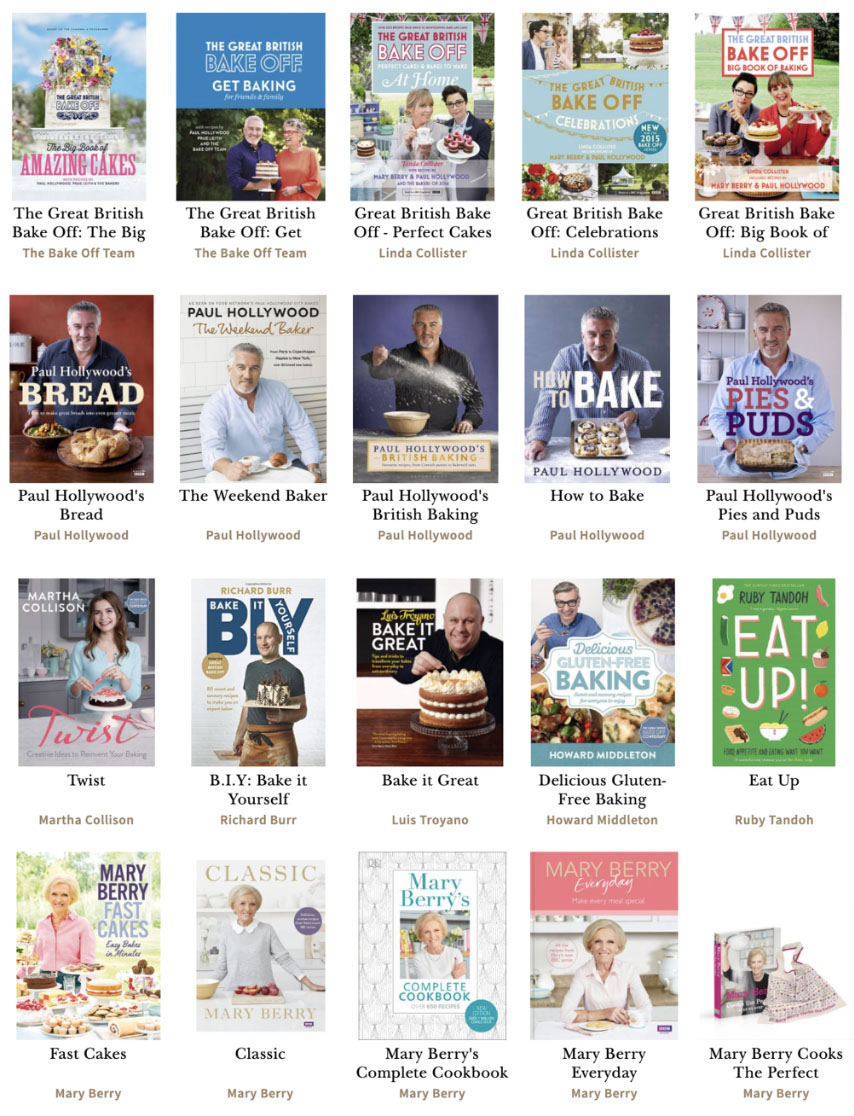 Array of The Great British Bake-Off book covers